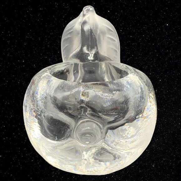 Vintage Art Glass Clear Partial Frosted Pear Votive Candle Holder 2.25”T 3.5”W - Picture 4 of 7